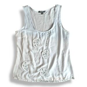 Y2K Love 21 Sheer Sequin Tank Top Womens Size Medium Coquette Romantic Glam